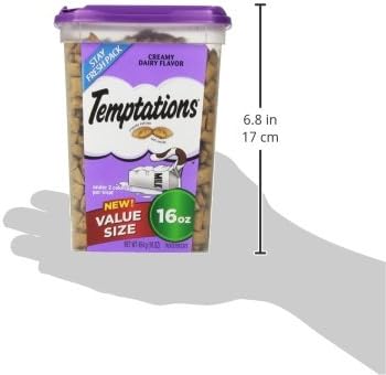 Temptations Classic Crunchy and Soft Cat Treats Creamy Dairy Flavor, 16 oz. Tub (Pack of 2)