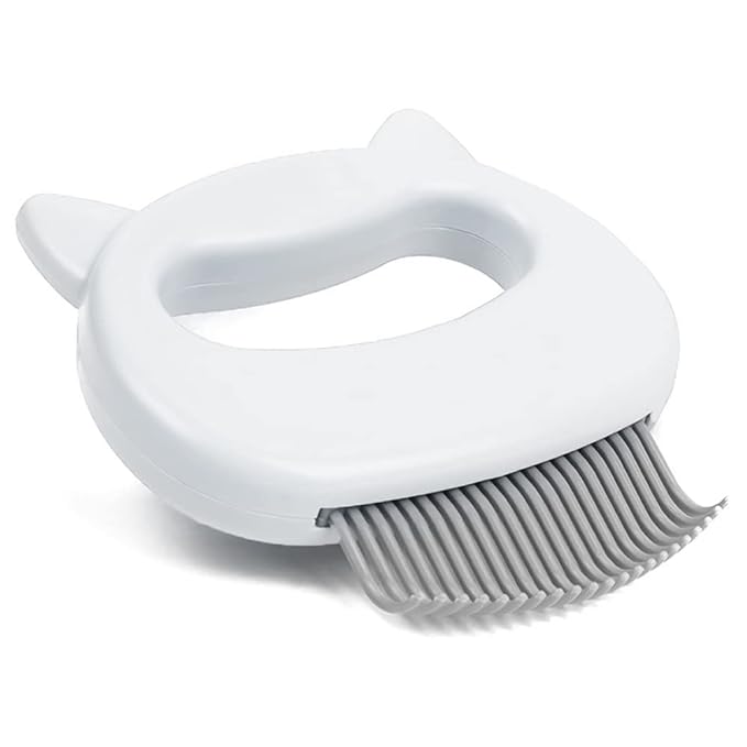 Leo's Paw The Original Pet Hair Removal Massaging Shell Comb Soft Deshedding Brush Grooming and Shedding Matted Fur Remover Dematting tool for Long and Short Hair Cat Dog Puppy Bunny (White)