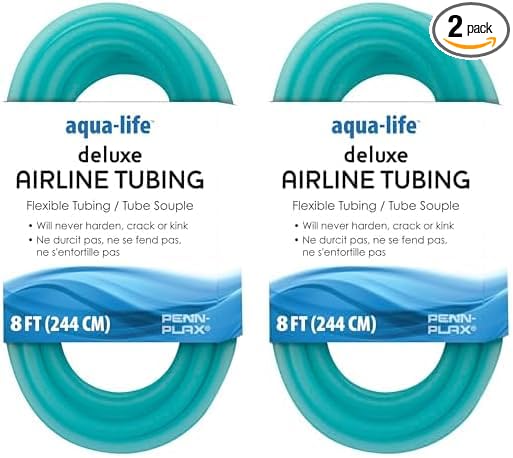 Penn-Plax Deluxe Airline Tubing for Aquariums – Made of Durable Silicone – Safe for Freshwater and Saltwater Fish Tanks – 8 Feet (Pack of 2)