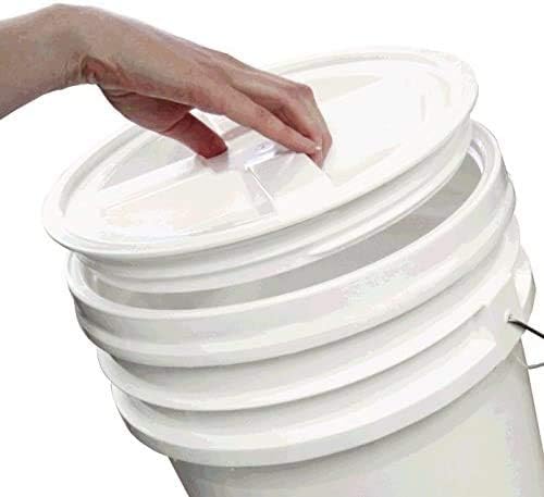 Gamma2 Seal Lid - Pet Food Storage Container Lids - Fits 3.5, 5, 6, & 7 Gallon Buckets, White, 4122E, Made in USA, Fits a 3.5 to 7 Gallon Bucket