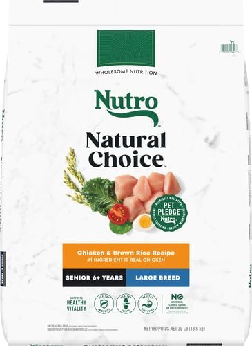 NUTRO NATURAL CHOICE Large Breed Senior Dry Dog Food, Chicken & Brown Rice Recipe Dog Kibble, 30 lb. Bag