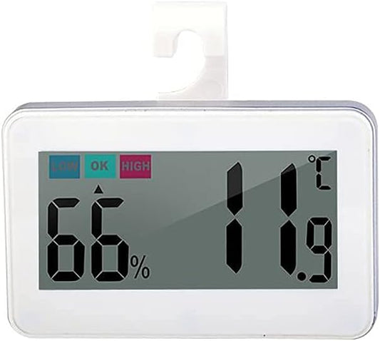 Reptile Thermometer Hygrometer with Hook and Suction Cup Digital Thermometer Hygrometer for Reptile Terrarium Rearing Box Tank Reptile Thermometer for Bearded Dragon Tank Decoration (White)