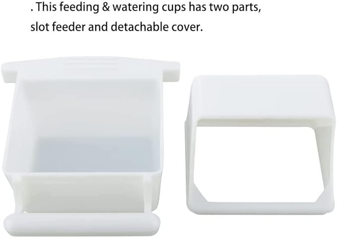 2 Pack No Mess Small Bird Feeder Bowl & Food Holder Hanging Cage Cups Dishes with Perch Fruit Vegetable Feeders Clips for Parrot Conure Parakeet Water Dispenser for Cage