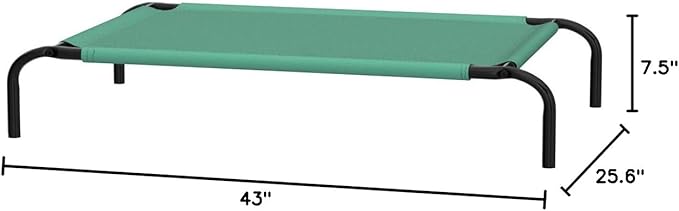 Amazon Basics Cooling Elevated Dog Bed with Metal Frame, Medium, 43"L x 25.6"W x 7.5"Th, Green