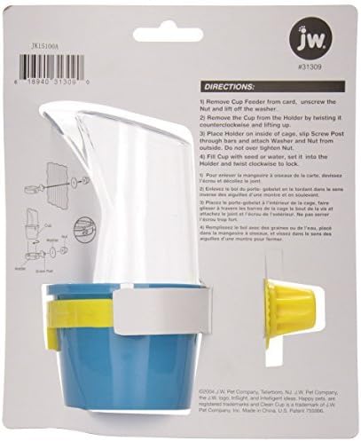 JW Pet Company Clean Cup Feeder and Water Cup Bird Accessory, Medium, Colors May Vary