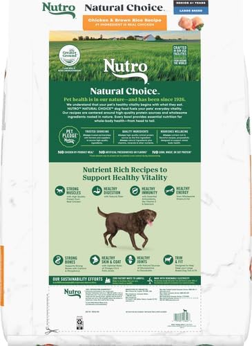 NUTRO NATURAL CHOICE Large Breed Senior Dry Dog Food, Chicken & Brown Rice Recipe Dog Kibble, 30 lb. Bag