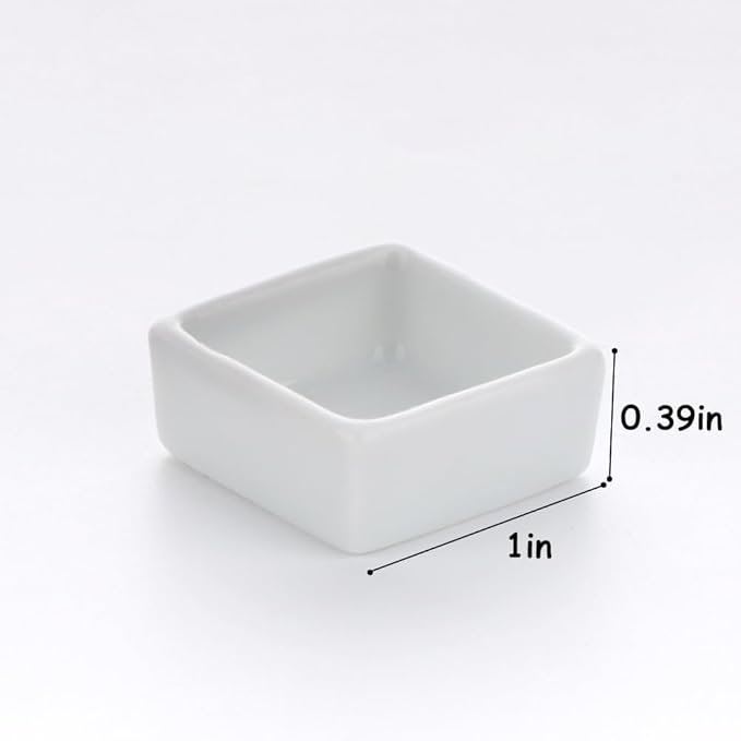 6 Pack Tarantula Ceramic Feeding Bowl Hermit Crab Small Water Bowl Spider Small Reptile Micro Ceramic Food Dish (Square Shape)