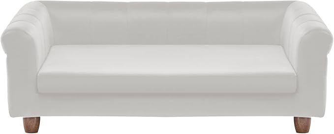 Critter Sitters 42-In. Elegant Cream Faux-Velvet Rectangular Dog Sofa for Medium and Large Dogs, Durable Elevated Dog Sofa Bed, Comfortable Dog Couch, Modern and Stylish Dog Sofa for Large Dogs