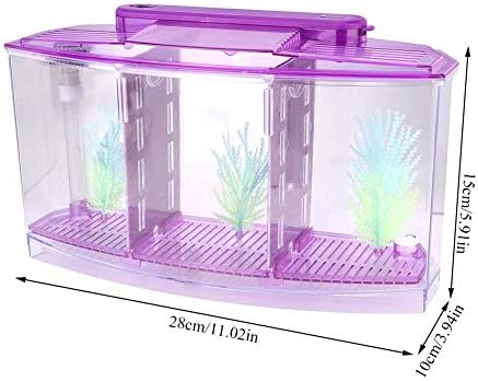 Mini Fish Box, Aquarium Isolation Box Acrylic Breeding Hatchery Small Fishes Incubator Mini Fish with Three Divisions and LED Light()