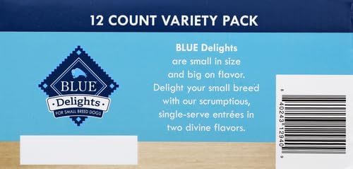 Blue Buffalo Delights Natural Small Breed Wet Dog Food Cups Variety Pack, Roasted Turkey and Grilled Chicken Flavor 3.5-oz (12pack- 6 of Each Flavor)