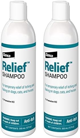 Elanco Relief Shampoo, temporary relief of itching and flaking, moisturizer for dry skin and coat, for dogs, cats and horses, 12 oz (Pack of 2)