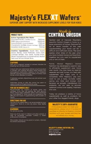 Majesty's Flex XT Wafers - Superior Horse/Equine Joint Support with Increased Supplement Levels - Glucosamine, MSM, Yucca, Vitamin C (Regular, 2 Pack(120 Count Total))