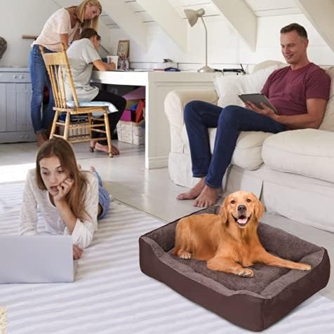 PUPPBUDD Dog Beds for Large Dogs, Rectangle Washable Comfortable and Breathable Pet Sofa Warming Orthopedic Dog Bed for Large Medium Dogs