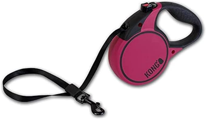 Alcott Kong Terrain Retractable Dog Leash, Medium, Fuschia, 16' Long