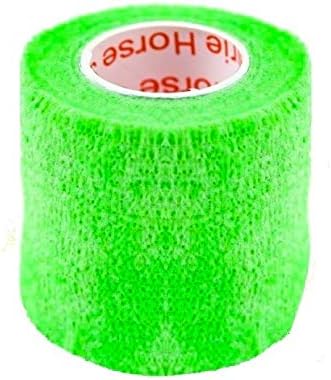 2 Inch Vet Wrap Tape Bulk (Neon Green) (Pack of 12) Self Adhesive Adherent Adhering Flex Bandage Grip Roll for Dog Cat Pet Horse