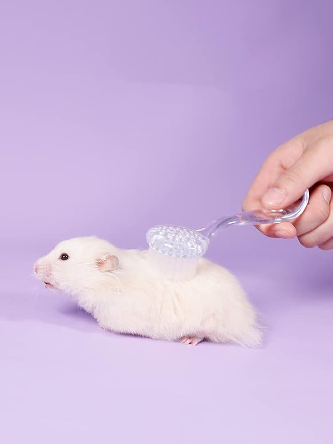 4 Pack Hamster Brush - Small Animal Bath Brush with Lid Soft Cleansing Brush Massage Combs for Hedgehog Guinea Pig Rabbit Chinchilla Ferret Small Animal Grooming Tool Cleaning Supplies-Random Color