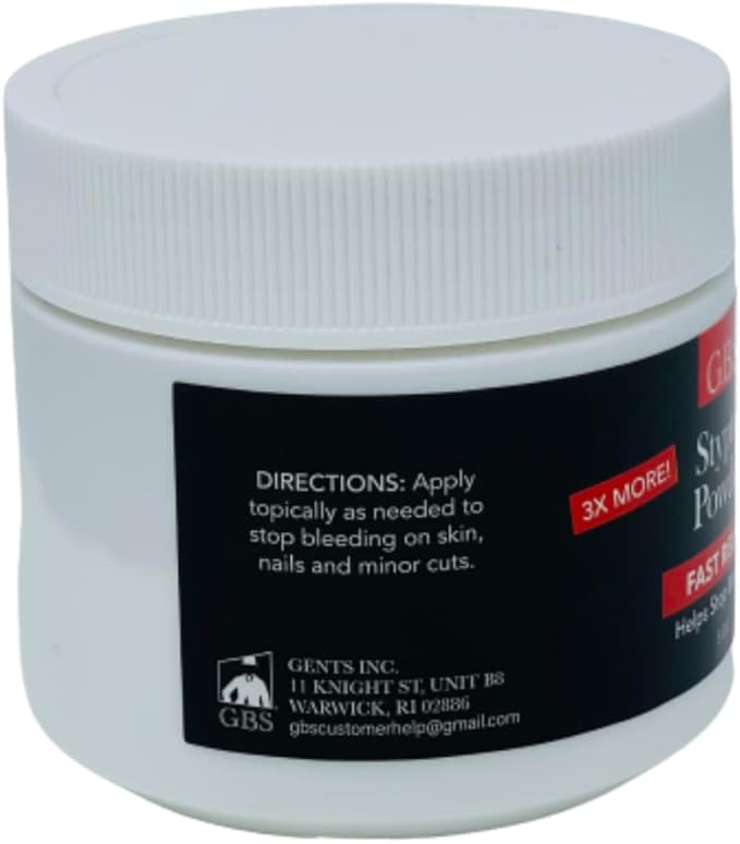 G.B.S Styptic Powder with Sealed Top + Scoop Quick Stop Bleeding, Nick Relief First Aid Useful for Minor Cuts, Nosebleeds, camping Safety Survival Kit (5oz)