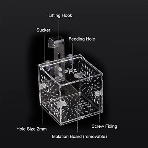 Fish Breeding Isolation Box, Breeder Isolation Divider Hatching Box Acrylic Transparent Aquarium Hatchery Incubator Holder 3.94in x 3.94inch x 3.94inch