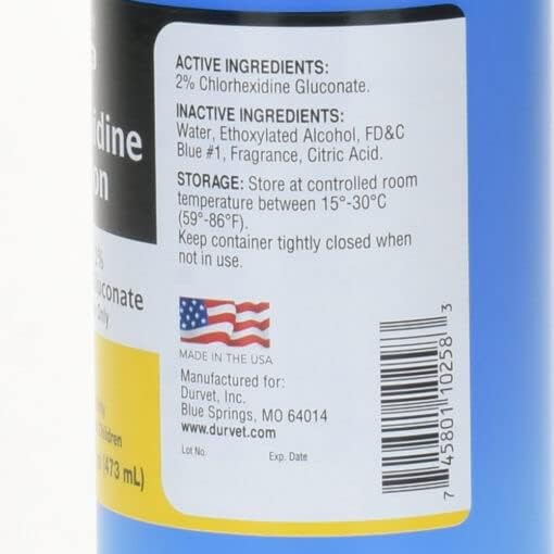 Durvet 3 Bottles of Chlorhexidine Solution, 16 Ounces each, for Cleaning Superficial Wounds on Dogs and Horses