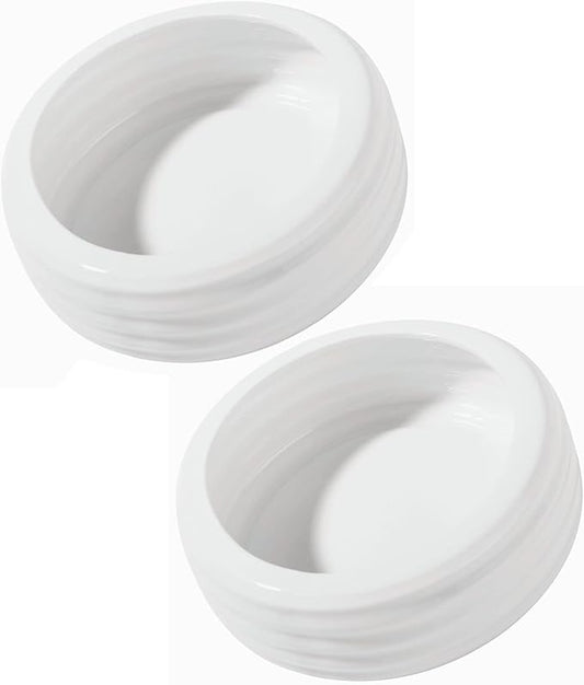 Reptile Food Bowls Ceramic Round Reptile Water Food Dish, Pet Food Bowl for Lizards, Small Snakes, Young Bearded Dragons, Gecko Tortoise Spider (White, Small-2Pack)