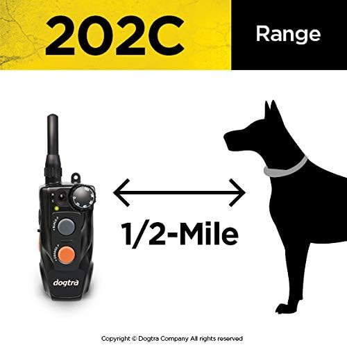 Dogtra 202C Remote Training E-Collar - 1/2 Mile Range - 2-Dogs System, Static, Vibration, Medium Output, Adjustable Levels, Waterproof, Electric Dog Collar for Basic Training of Small, Medium Dogs