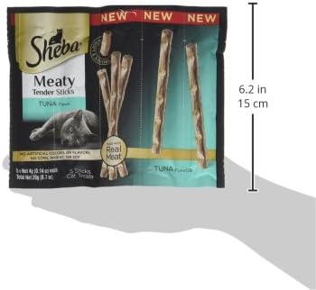 SHEBA Meaty Tender Sticks Cat Treats Tuna Flavor, 0.14 oz, 5 Count (Pack of 10)