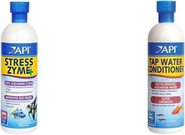 API Stress Zyme Aquarium Cleaner + API TAP Water Conditioner (16 oz Bottles)