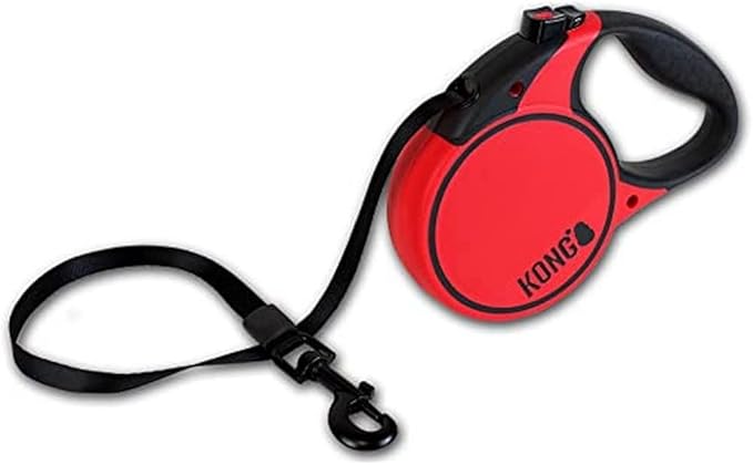 Alcott Kong Terrain Retractable Dog Leash, Large, Red, 16' Long