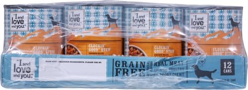 I AND LOVE AND YOU Wet Dog Food - Cluckin' Good Stew - Chicken Recipe, Grain Free, Filler Free 13oz can, 12pk