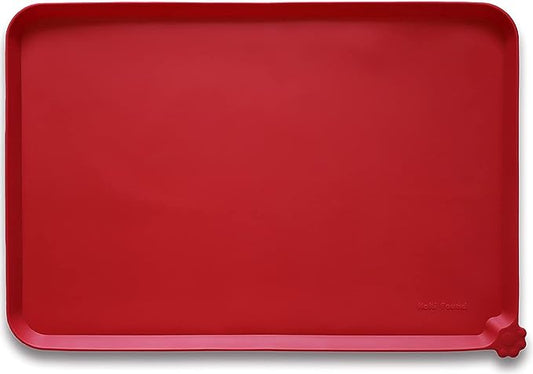 Hoki Found Silicone Pet Food Mats Tray - Non slip Pet Dog Cat Bowl Mats Placemat - Dog Pet Cat Feeding Mat - Waterproof Dog Cat Food Mats -Pet Water Mats for floors -Classic Red