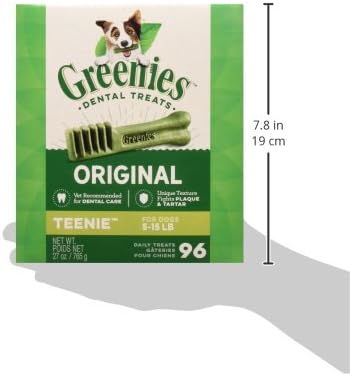 Greenies Original Teenie Natural Dental Care Dog Treats, 27 oz. Pack (96 Treats)