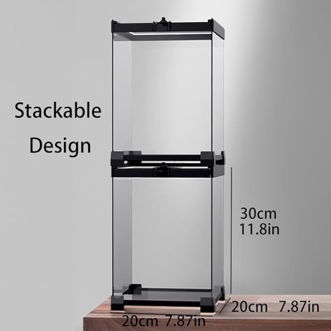 Reptile Terrarium (9Pieces) 8 * 8 * 12 Amphibian Vertical Habitat Tank Starter Kit, Suitable for Small Reptiles such as Geckos, Snakes, Lizards, Chameleons, Serpents(8 * 8 * 12 inchs)