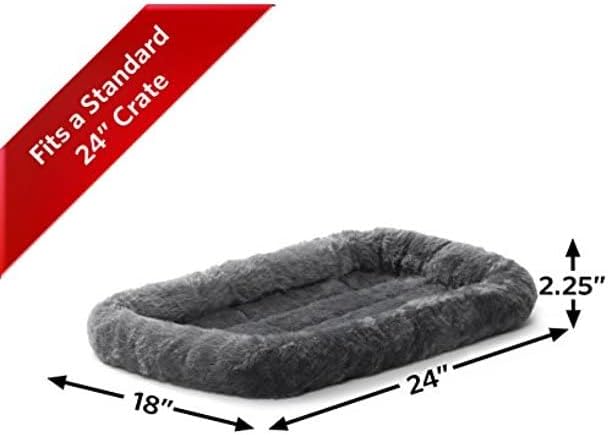 MidWest Homes for Pets Bolster Dog Bed 24L-Inch Gray Dog Bed or Cat Bed w/ Comfortable Bolster | Ideal for Small Dog Breeds & Fits a 24-Inch Dog Crate | Easy Maintenance Machine Wash & Dry