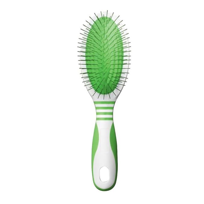 Andis 65720 Pin Brush for Medium & Long Hair Dogs - Gentle & Effective in Removing Dirt, Dust & Loose Hair - Promotes Healthy Skin & Coat - Large, Green/White