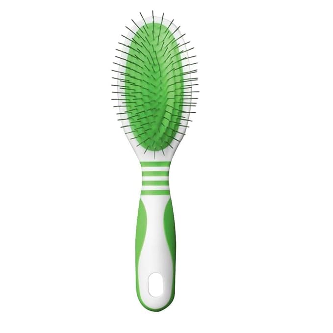 Andis 65715 Pin Brush for Medium & Long Hair Dogs - Gentle & Effective in Removing Dirt, Dust & Loose Hair - Promotes Healthy Skin & Coat - Medium, Green/white