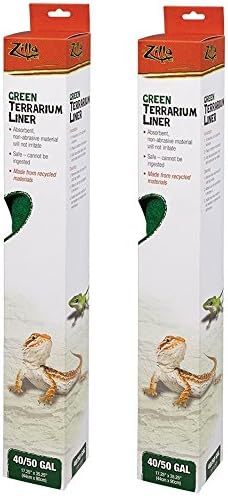 (2 Pack) Zilla Reptile Terrarium Bedding Substrate Liner, Green, 40 Breeder/50Gallon