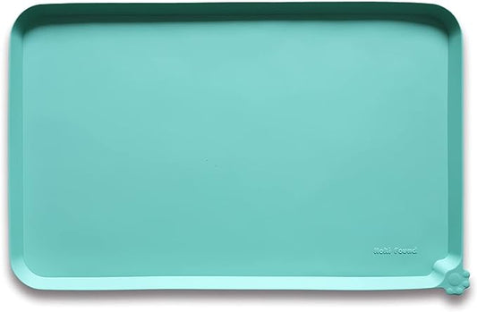 Hoki Found Silicone Pet Food Mats Tray - Non Slip Pet Dog Cat Bowl Mats Placemat - Dog Cat Food Mats - Waterproof Dog Pet Cat Feeding Mat -Pet Water Mats for Carpet - Cool Mint