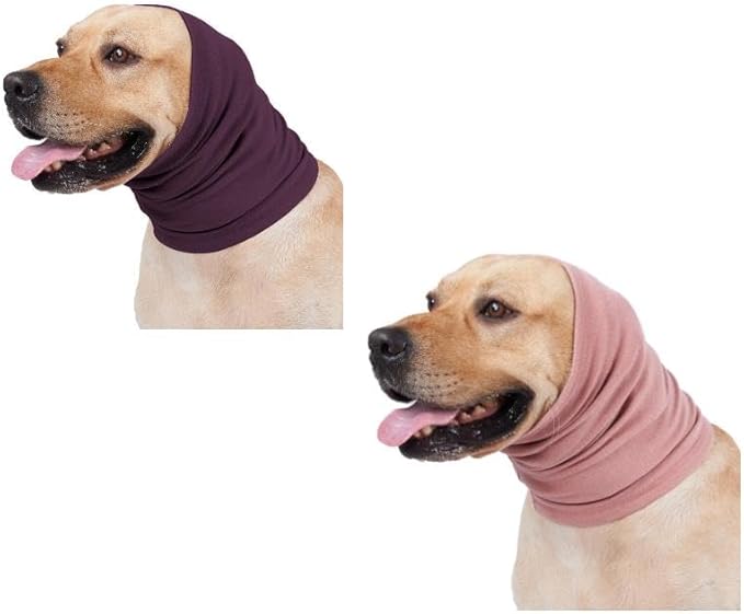 Dog Grooming Ear Cover No Flap Ear Wrap Ears Dog Neck Ear Muff Hood Dog Ear Wrap Hematoma Pail lilac+Pink M