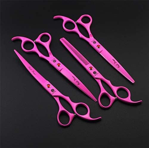 Purple Dragon Professional 7.0 inch 4PCS Pet Grooming Scissors Kit Japan Premium Steel Straight & Curved & Thinning Blade Dog Hair Cutting Shears Set with Case