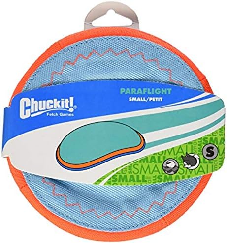 Chuckit Paraflight Flying Disc Dog Toy, Small (6.75"), Orange And Blue