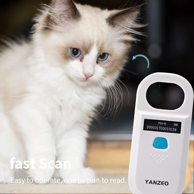 Yanzeo AR180 Pet Microchip Scanner, RFID EMID Animal Handheld Reader,134.2kHz Pet ID Scanner Rechargeable Animal Chip Registration, Pet Tag Scanner FDX-B(ISO 11784/11785)