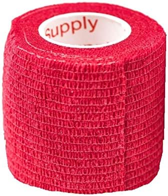 Prairie Horse Supply 2 Inch Vet Wrap Tape Bulk (Green, Pink, Red and Black Paw Prints on Green, Pink, Red) (Pack of 6) Self Adhesive Adherent Adhering Flex Bandage Grip Roll for Dog Cat Pet