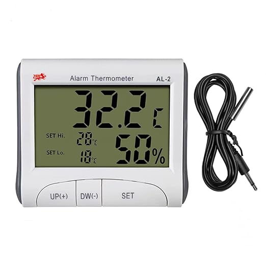 Reptile Thermometer Hygrometer with Alarm Function Aquarium Thermometer Digital Fish Tank Thermometer Reptile Tank/Egg Incubator Thermometer with Magnetic and Stand