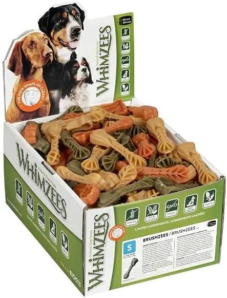 Whimzees 50 Bulk Packed Brushzees Dog Dental Chew Treats, Small