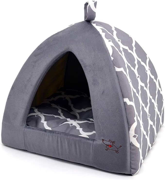 Pet Tent - Soft Bed for Dog and Cat by Best Pet Supplies - Sand Linen, 19" x 19" x H:19"