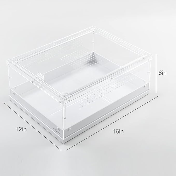 REPTI ZOO Large Tarantula Enclosure 16" X 12" X 6", Acrylic Reptile Terrarium Insect Feeder Box for Small Reptiles and Invertebrates, Mantis, Spider, Cricket, Tarantula
