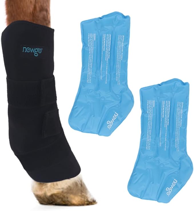 NEWGO Horse Ice Pack Reusable Horse Leg Wrap for Injury, Cooling Horse Knee Wrap Full Coverage Leg Ice Boot Cold Pack 1 Wrap with 2 Gel Packs for Knee, Legs, Boots, and Hooves