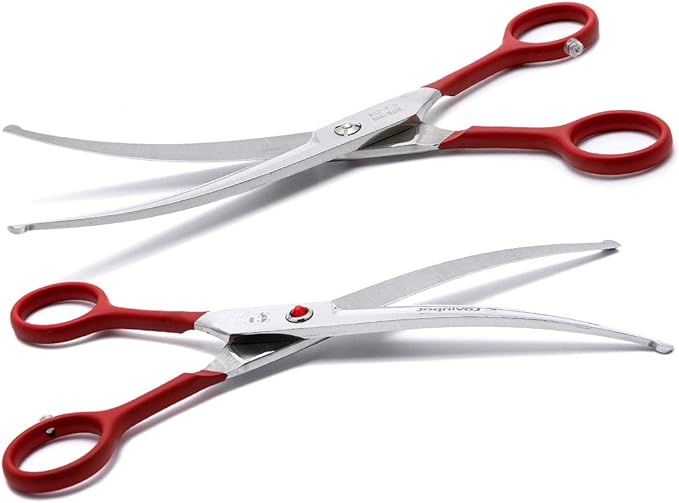 LovinPet Pet 7" Curved Scissor Right/Left-Handed Pet Round-Tip Grooming Stainless 6CR Steel Safety trimming shears for Dogs and Cats (Easy use Curved Scissor)