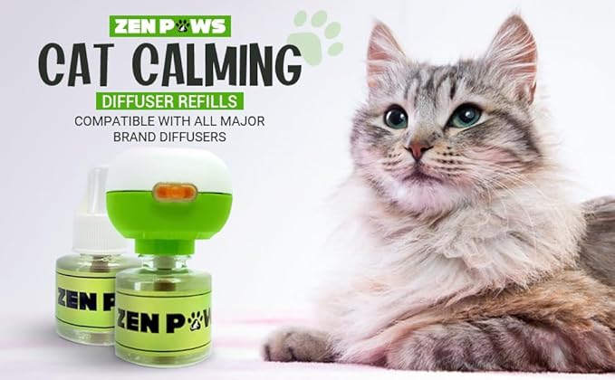 Kit - No Scent - 1 Diffuser + 5 Diffuser Cat Relaxant Refills + - Compatibility : Refills fit and are Compatible with All Major Brand diffusers. Comfort Zone, ThunderEase, Relaxivet and Others