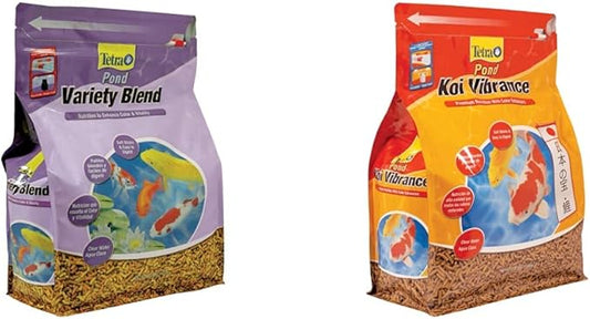 TetraPond Variety Blend, Pond Fish Food, for Goldfish and Koi & 16485 Koi Vibrance Sticks Fish Food, 2.42 Pound